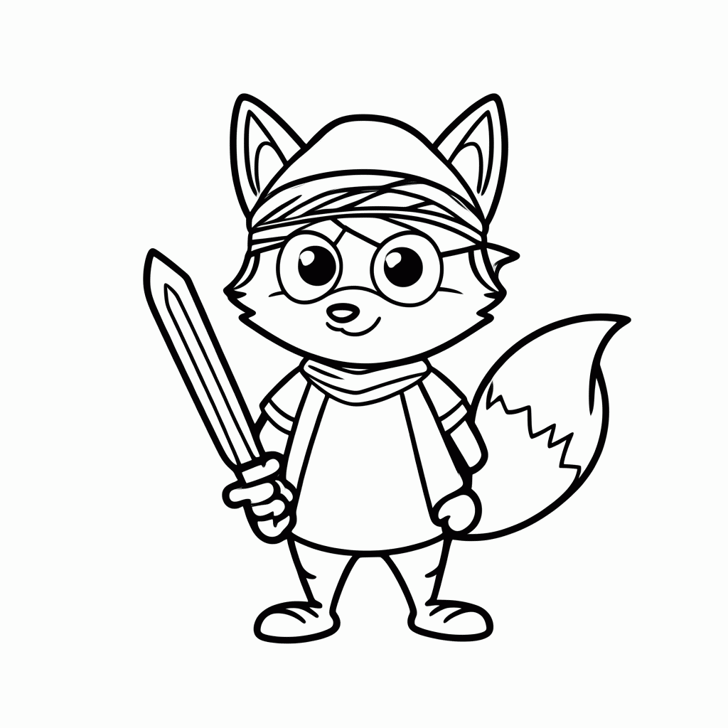 Desenho de Raposa Pirata para colorir e imprimir grátis em folha A4