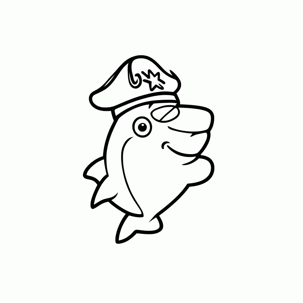 Desenho de Tubarão Pirata para colorir e imprimir grátis em folha A4