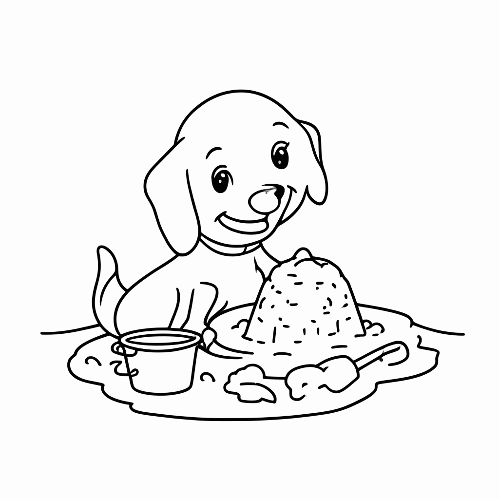 Desenho de Cachorro na Praia para colorir e imprimir grátis em folha A4