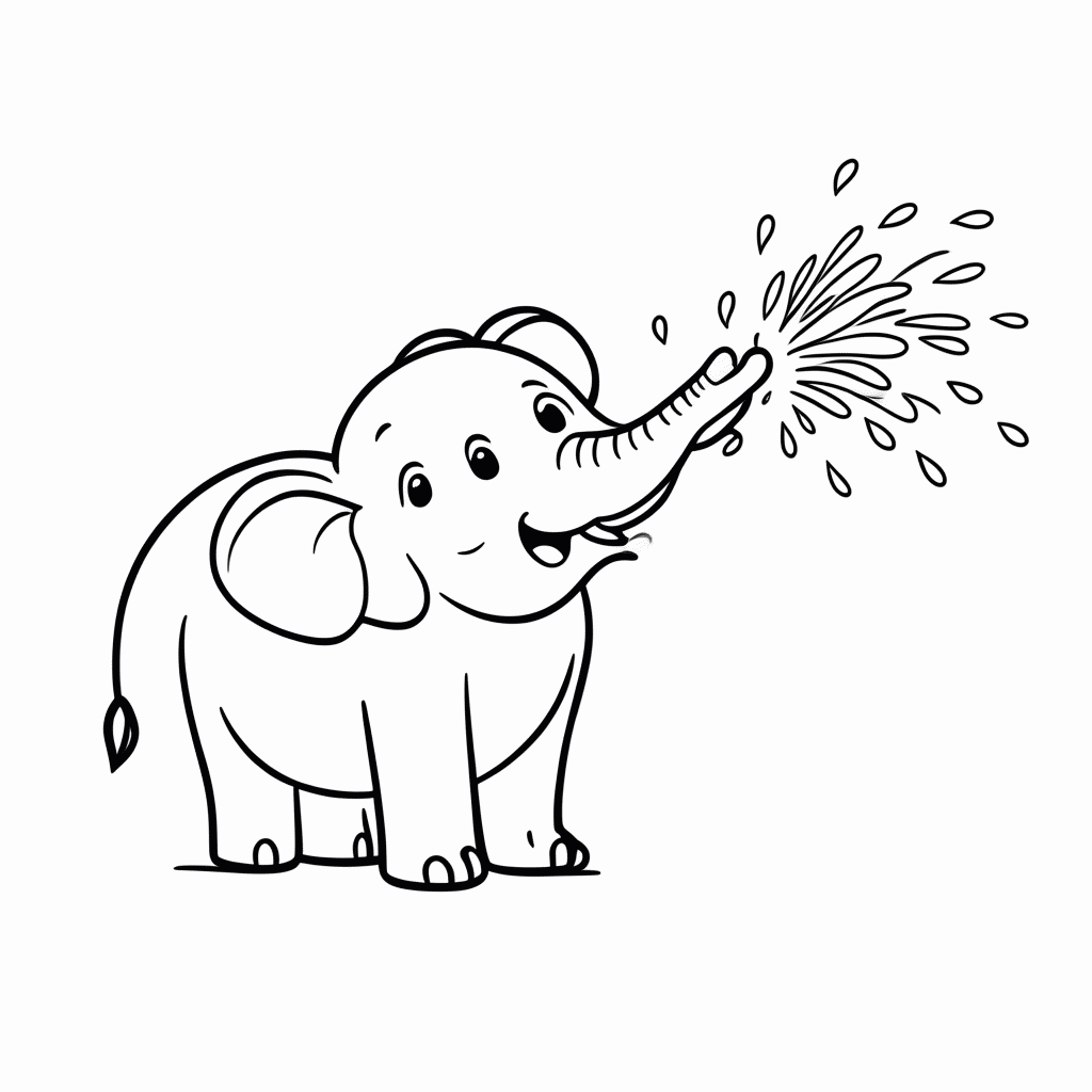 Desenho de Elefante na Praia para colorir e imprimir grátis em folha A4