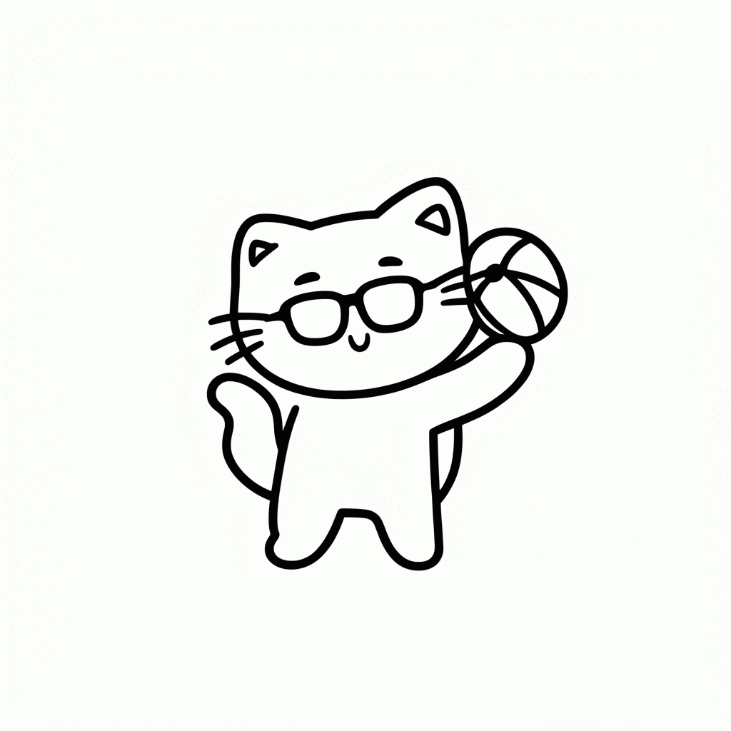 Desenho de Gato na Praia para colorir e imprimir grátis em folha A4