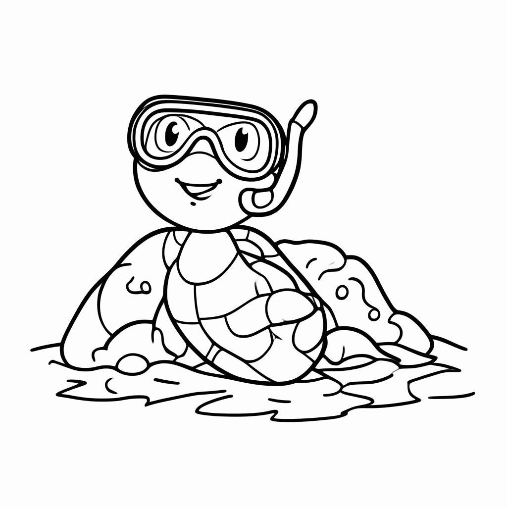 Desenho de Tartaruga na Praia para colorir e imprimir grátis em folha A4