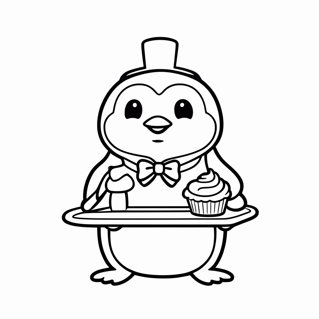 Desenho de Pinguim Garçom para colorir e imprimir grátis em folha A4