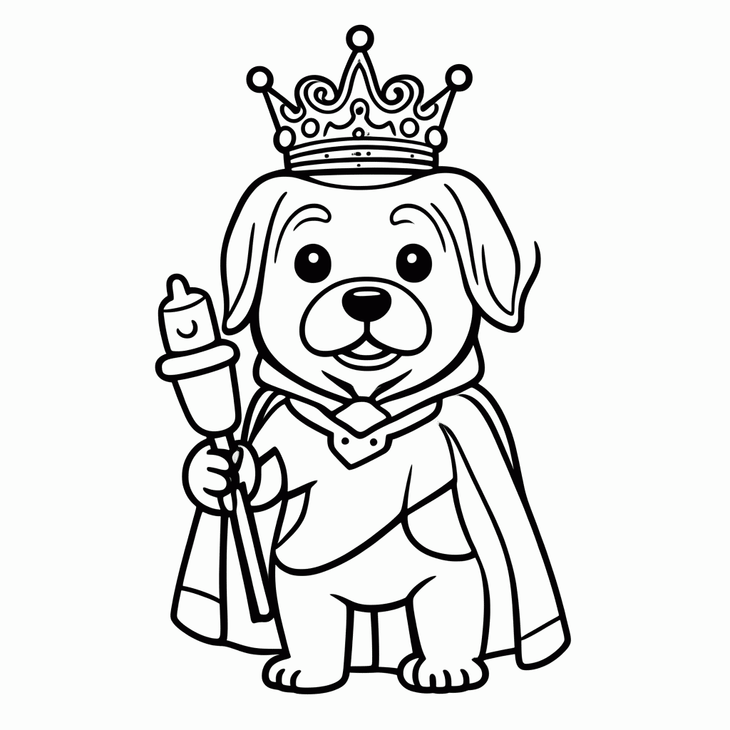 Desenho de Cachorro Rei para colorir e imprimir grátis em folha A4