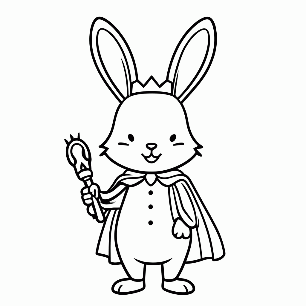 Desenho de Coelho Rei para colorir e imprimir grátis em folha A4