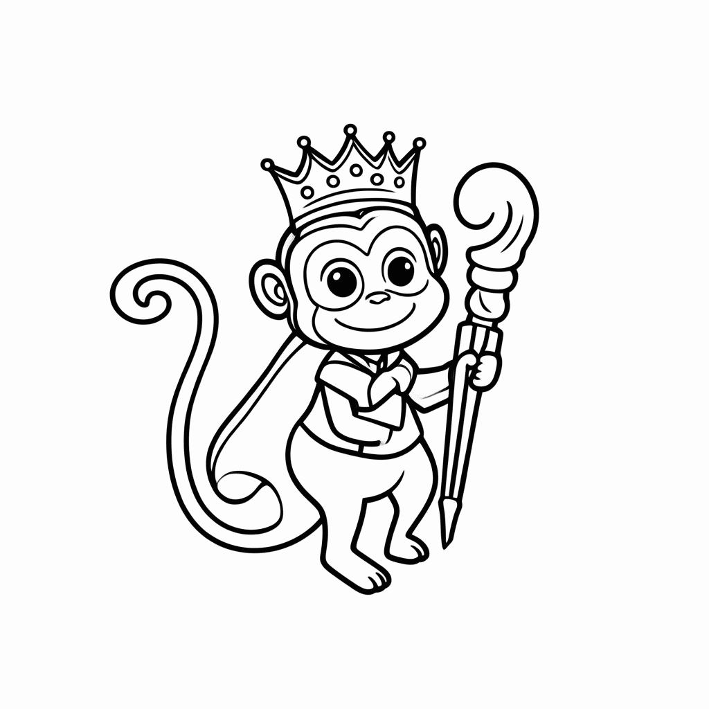 Desenho de Macaco Rei para colorir e imprimir grátis em folha A4