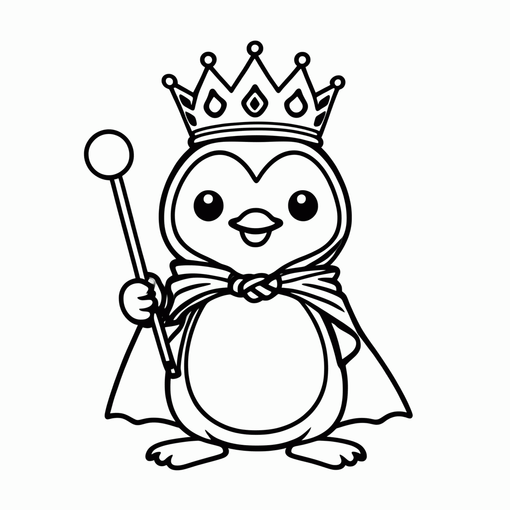 Desenho de Pinguim Rei para colorir e imprimir grátis em folha A4