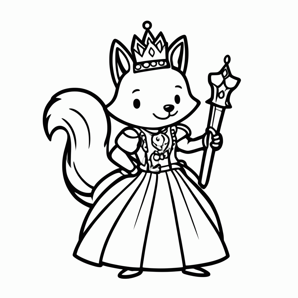 Desenho de Raposa Rainha para colorir e imprimir grátis em folha A4