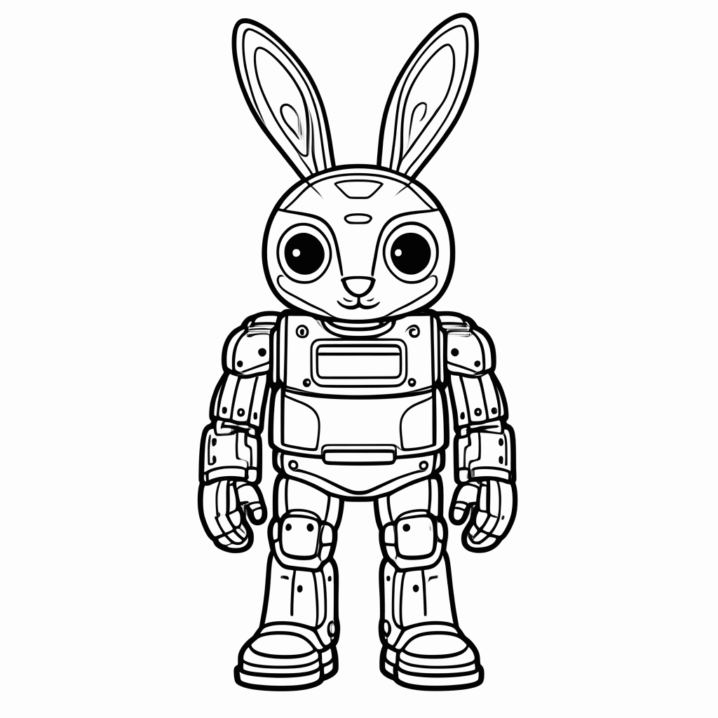 Desenho de Coelho Robô para colorir e imprimir grátis em folha A4