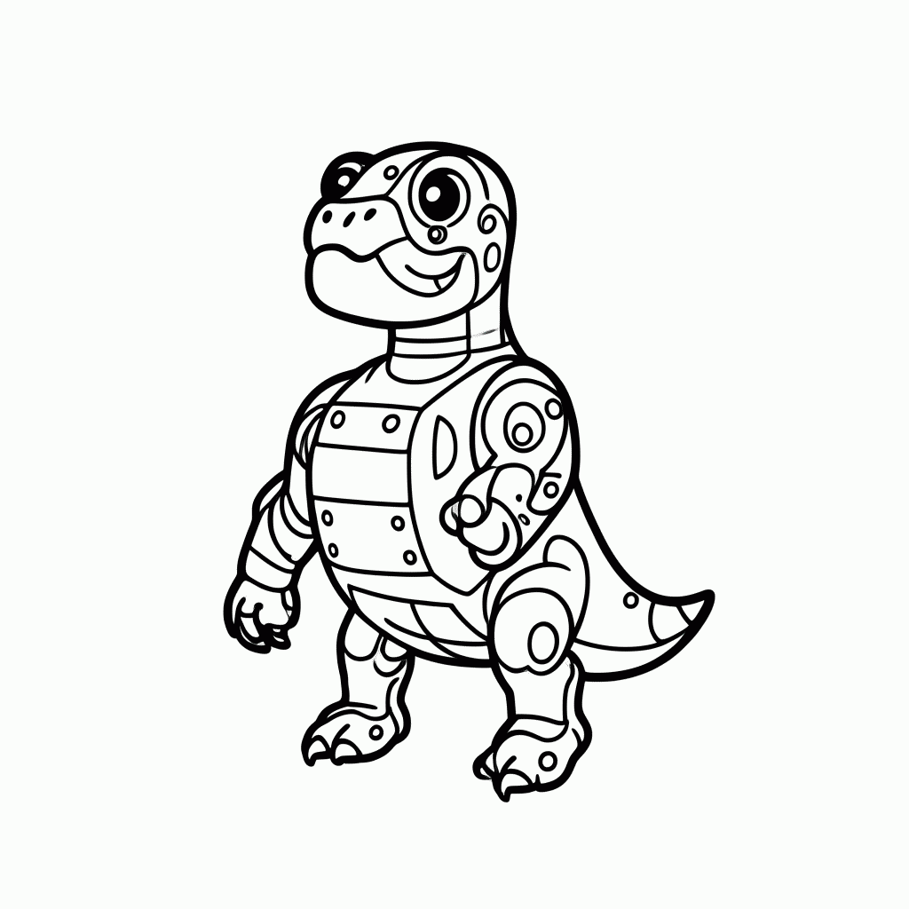 Desenho de Dinossauro Robô para colorir e imprimir grátis em folha A4