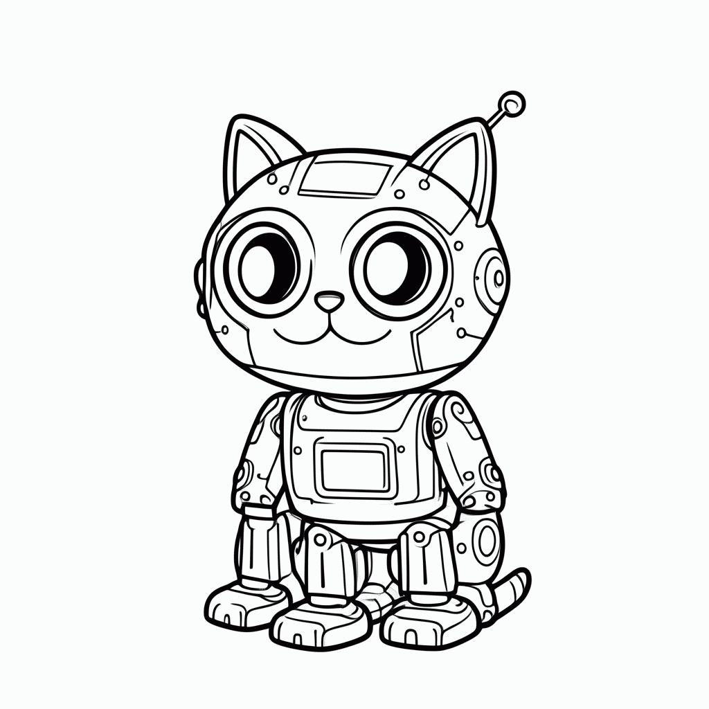 Desenho de Gato Robô para colorir e imprimir grátis em folha A4