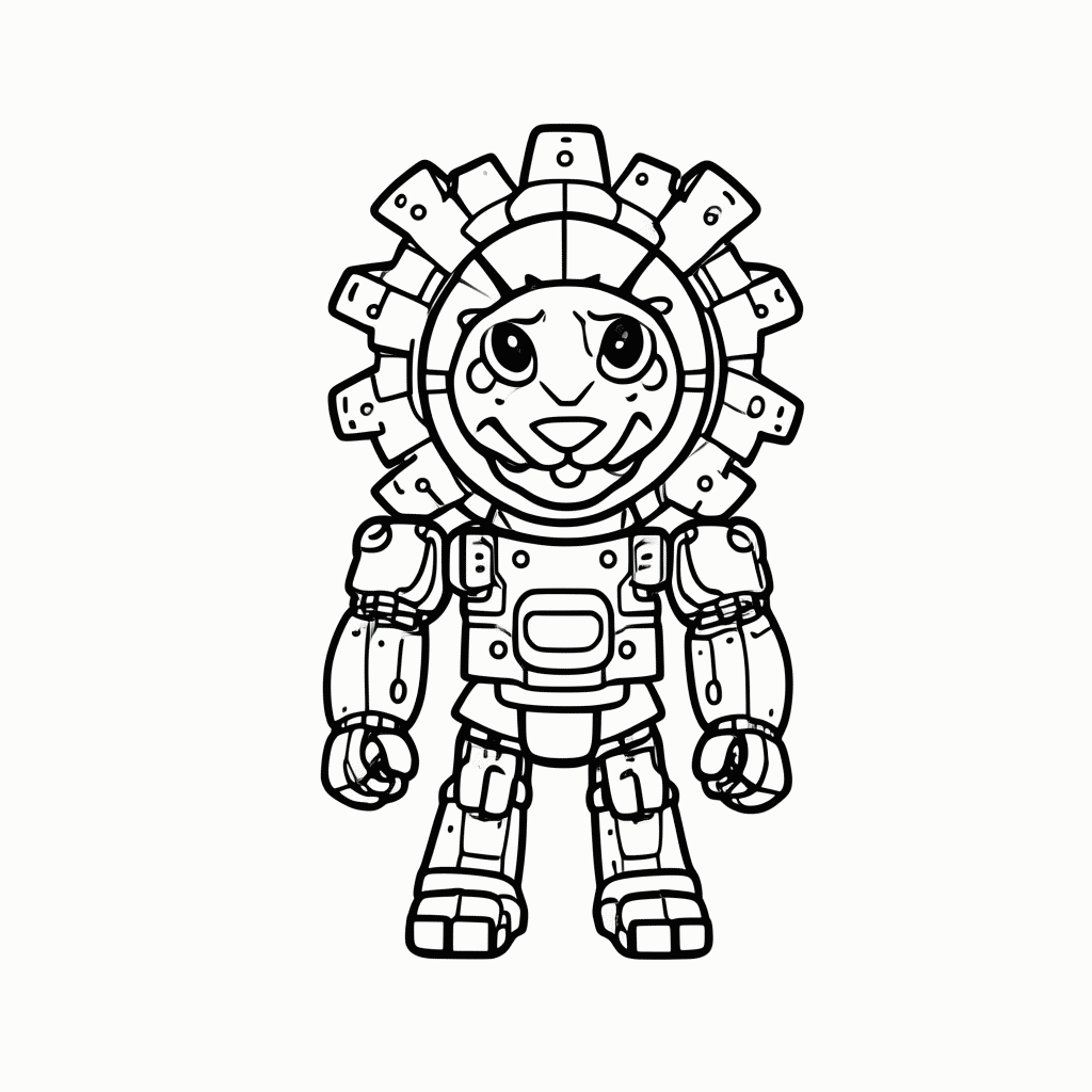 Desenho de Leão Robô para colorir e imprimir grátis em folha A4