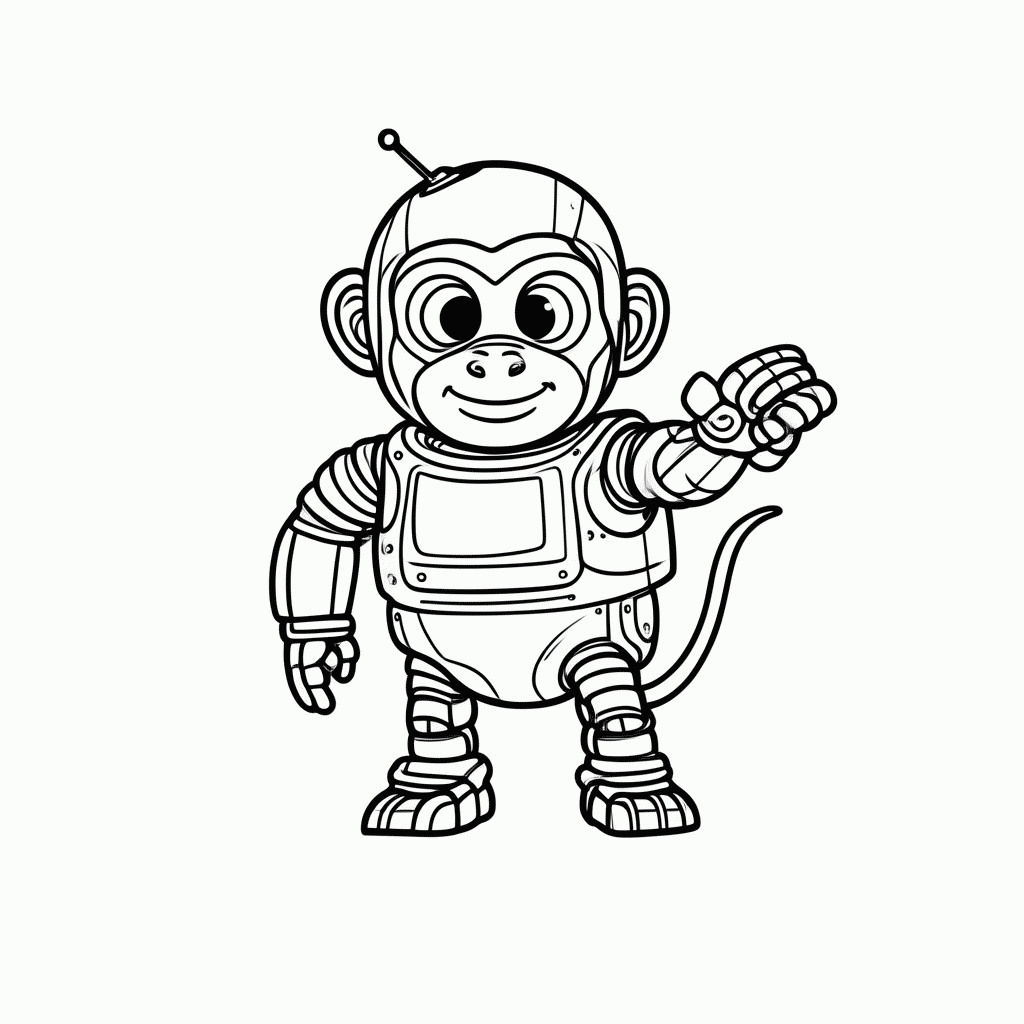 Desenho de Macaco Robô para colorir e imprimir grátis em folha A4
