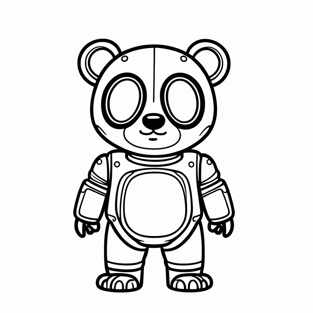 Desenho de Panda Robô para colorir e imprimir grátis em folha A4