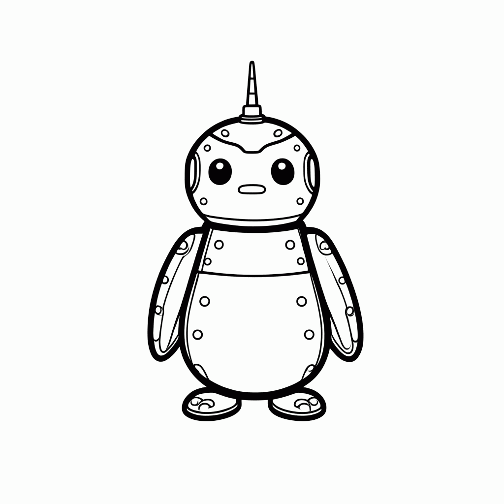 Desenho de Pinguim Robô para colorir e imprimir grátis em folha A4