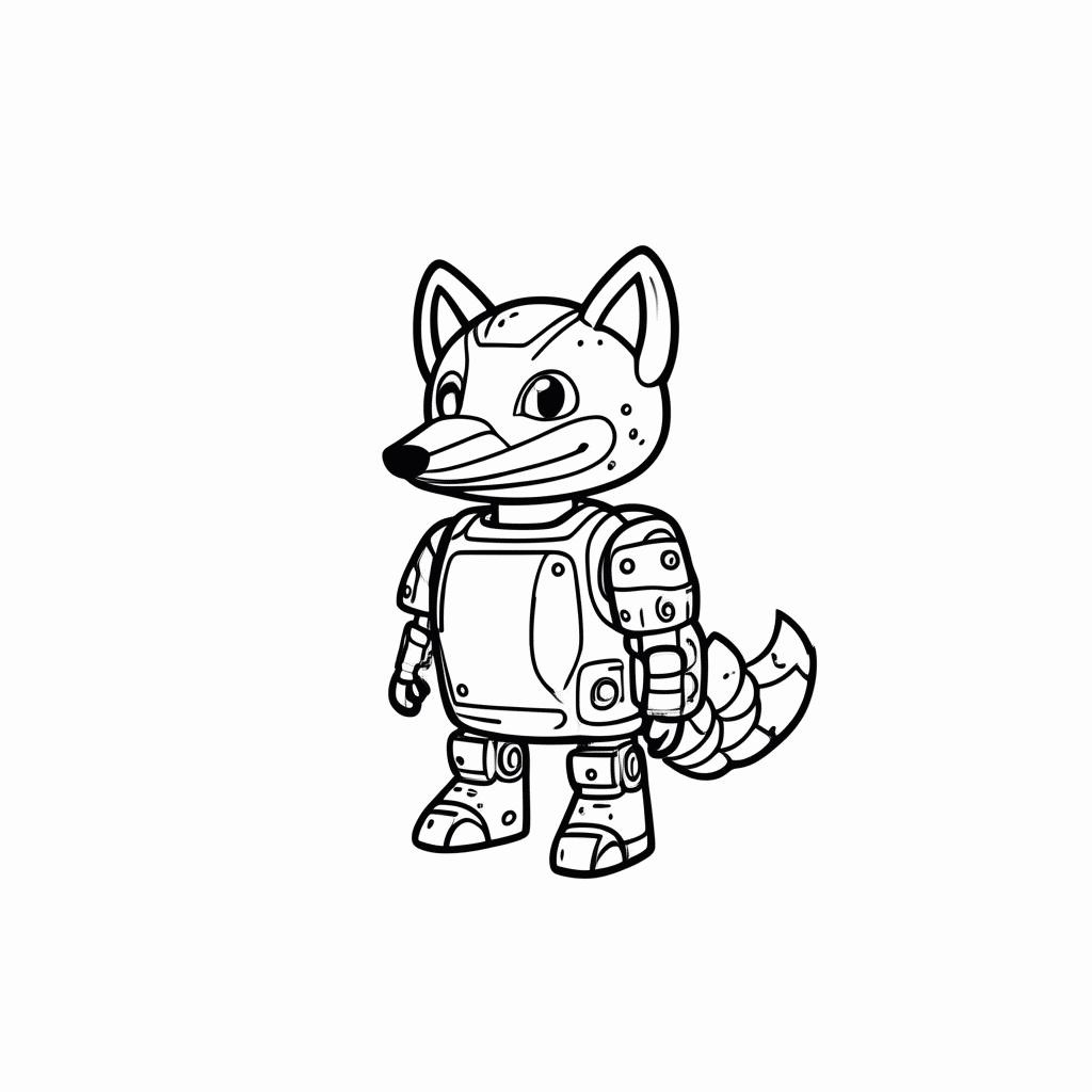 Desenho de Raposa Robô para colorir e imprimir grátis em folha A4