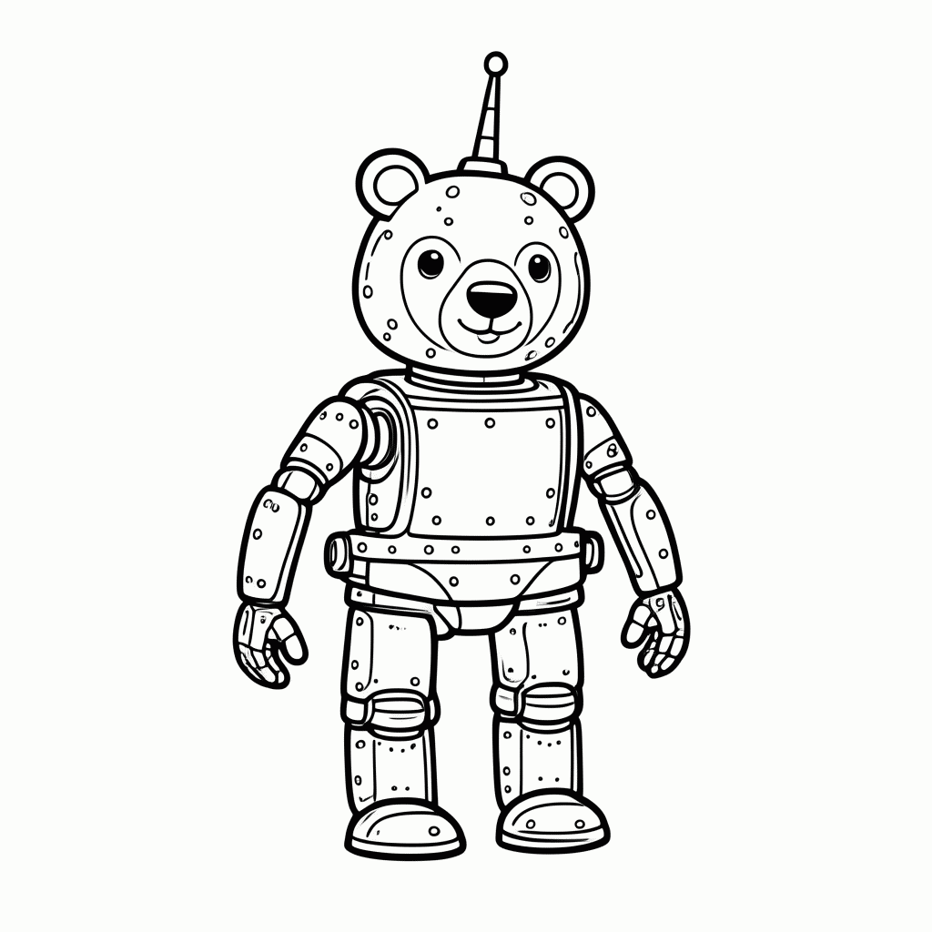 Desenho de Urso Robô para colorir e imprimir grátis em folha A4