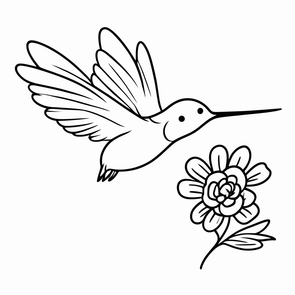 Desenho de Beija Flor para colorir e imprimir grátis em folha A4
