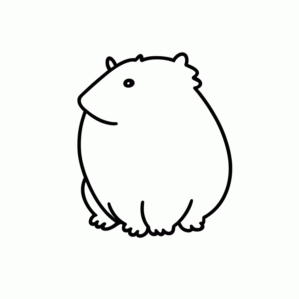 Desenho de Capivara para colorir e imprimir grátis em folha A4