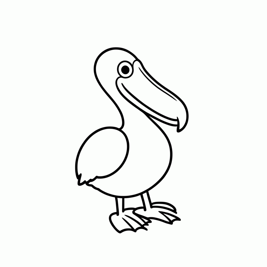 Desenho de Pelicano para colorir e imprimir grátis em folha A4