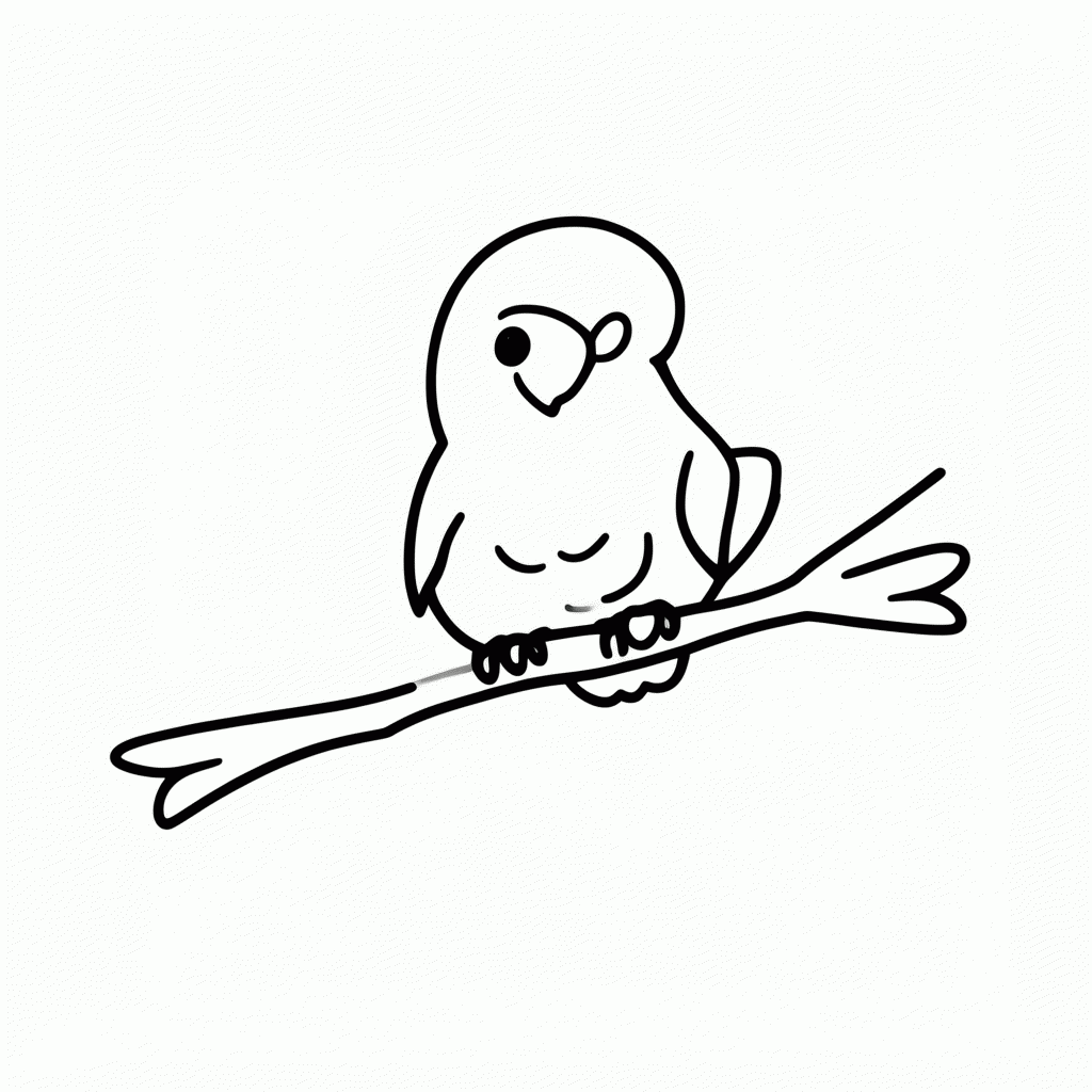 Desenho de Periquito para colorir e imprimir grátis em folha A4