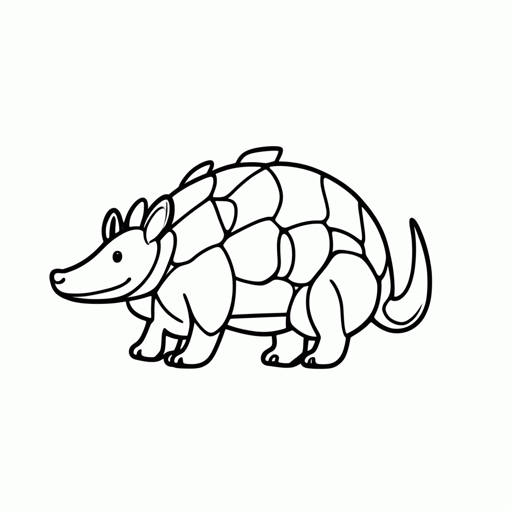 Desenho de Tatu para colorir e imprimir grátis em folha A4