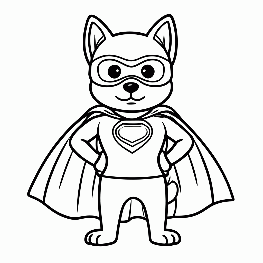 Desenho de Cachorro Super-Herói para colorir e imprimir grátis em folha A4