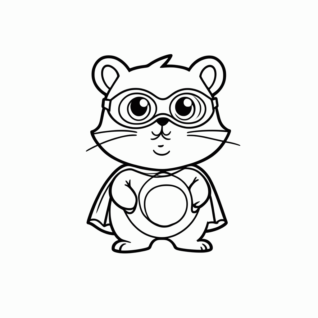 Desenho de Hamster Super-Herói para colorir e imprimir grátis em folha A4