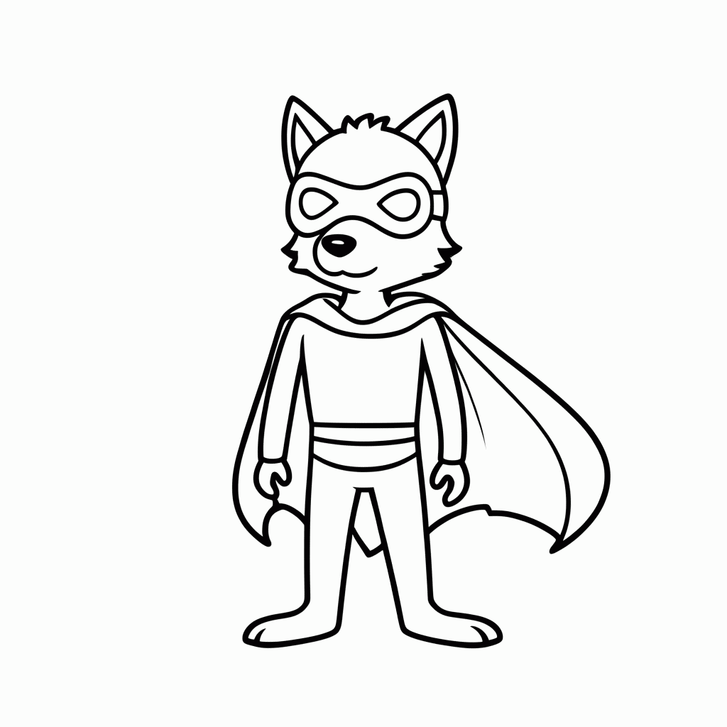 Desenho de Lobo Super-Herói para colorir e imprimir grátis em folha A4
