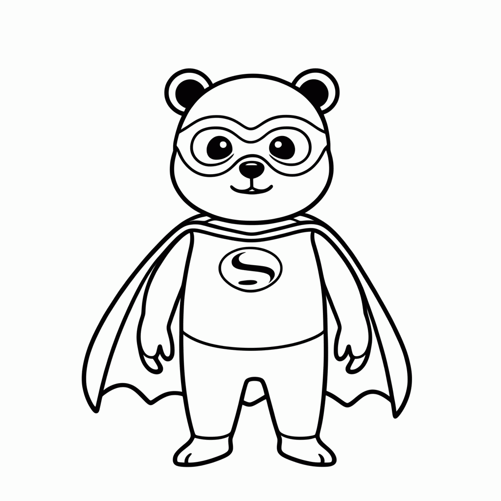 Desenho de Panda Super-Herói para colorir e imprimir grátis em folha A4