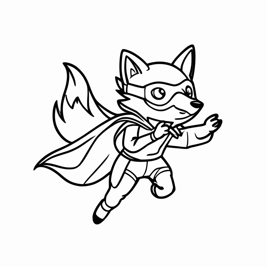 Desenho de Raposa Super-Herói para colorir e imprimir grátis em folha A4