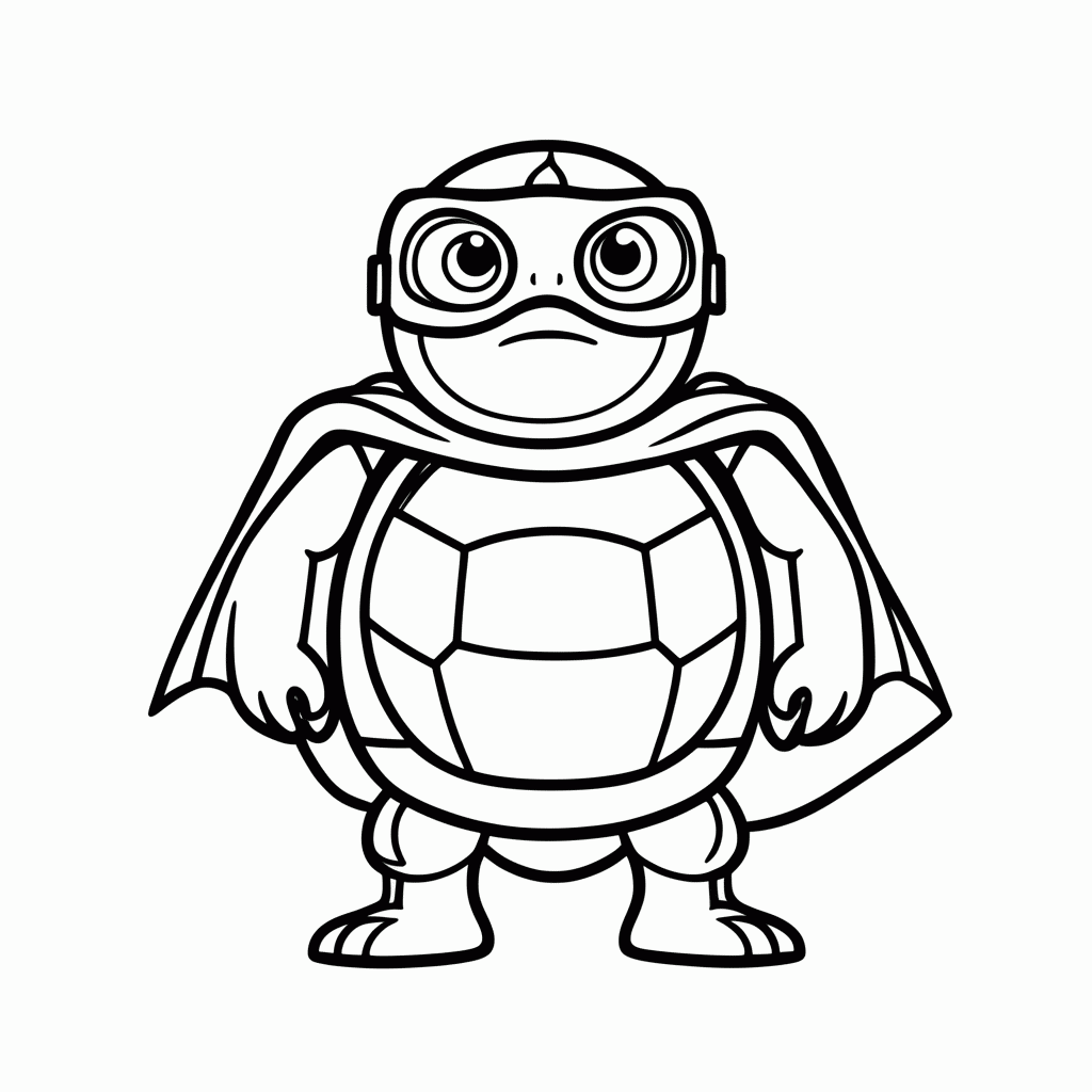 Desenho de Tartaruga Super-Herói para colorir e imprimir grátis em folha A4