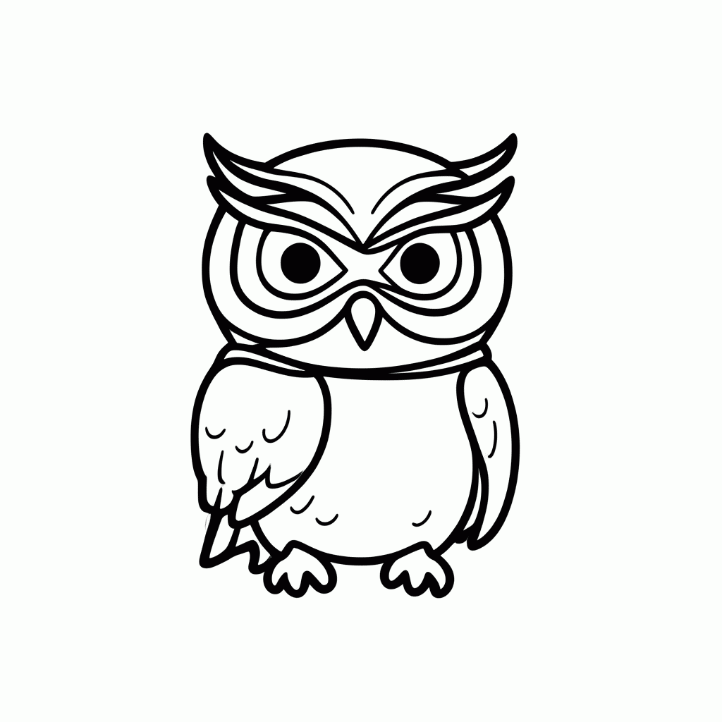 Desenho de Coruja Vilã para colorir e imprimir grátis em folha A4