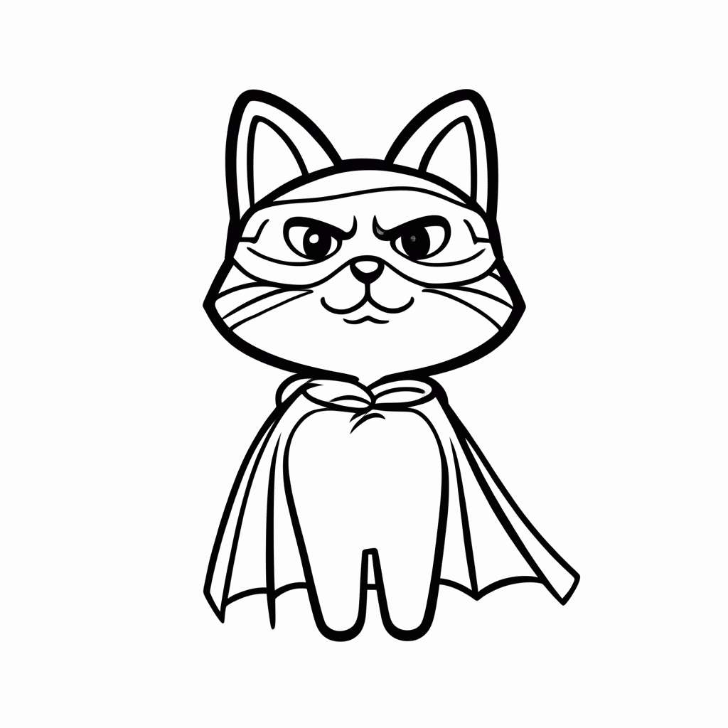 Desenho de Gato Vilão para colorir e imprimir grátis em folha A4