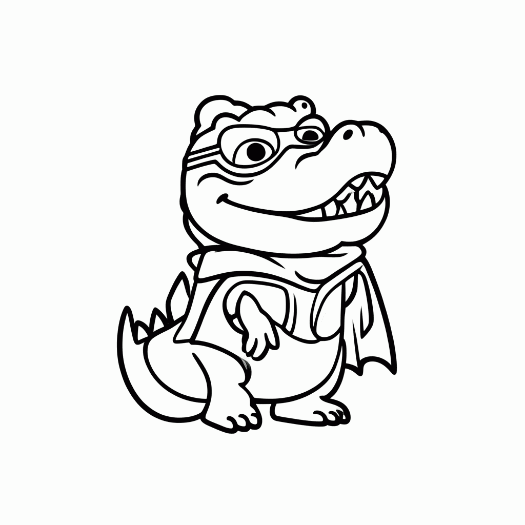 Desenho de Jacaré Vilão para colorir e imprimir grátis em folha A4