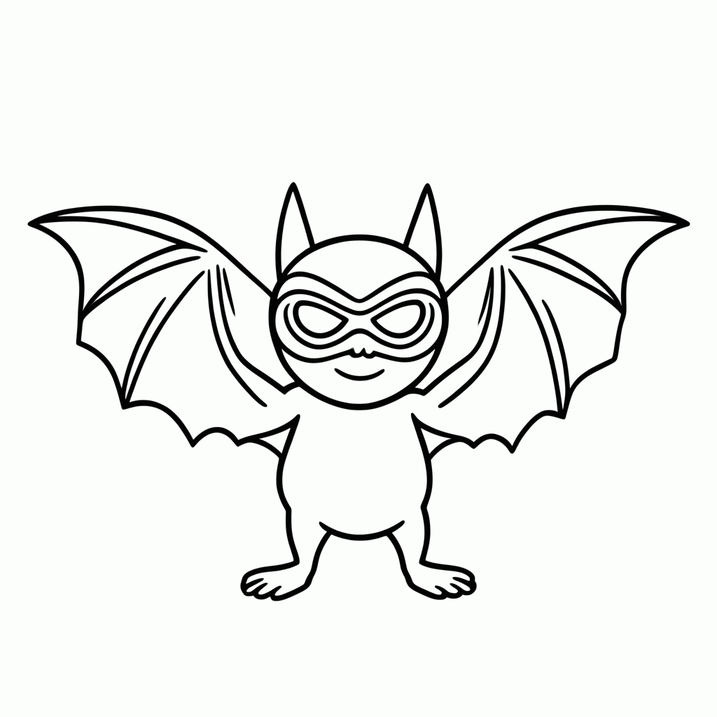 Desenho de Morcego Vilão para colorir e imprimir grátis em folha A4