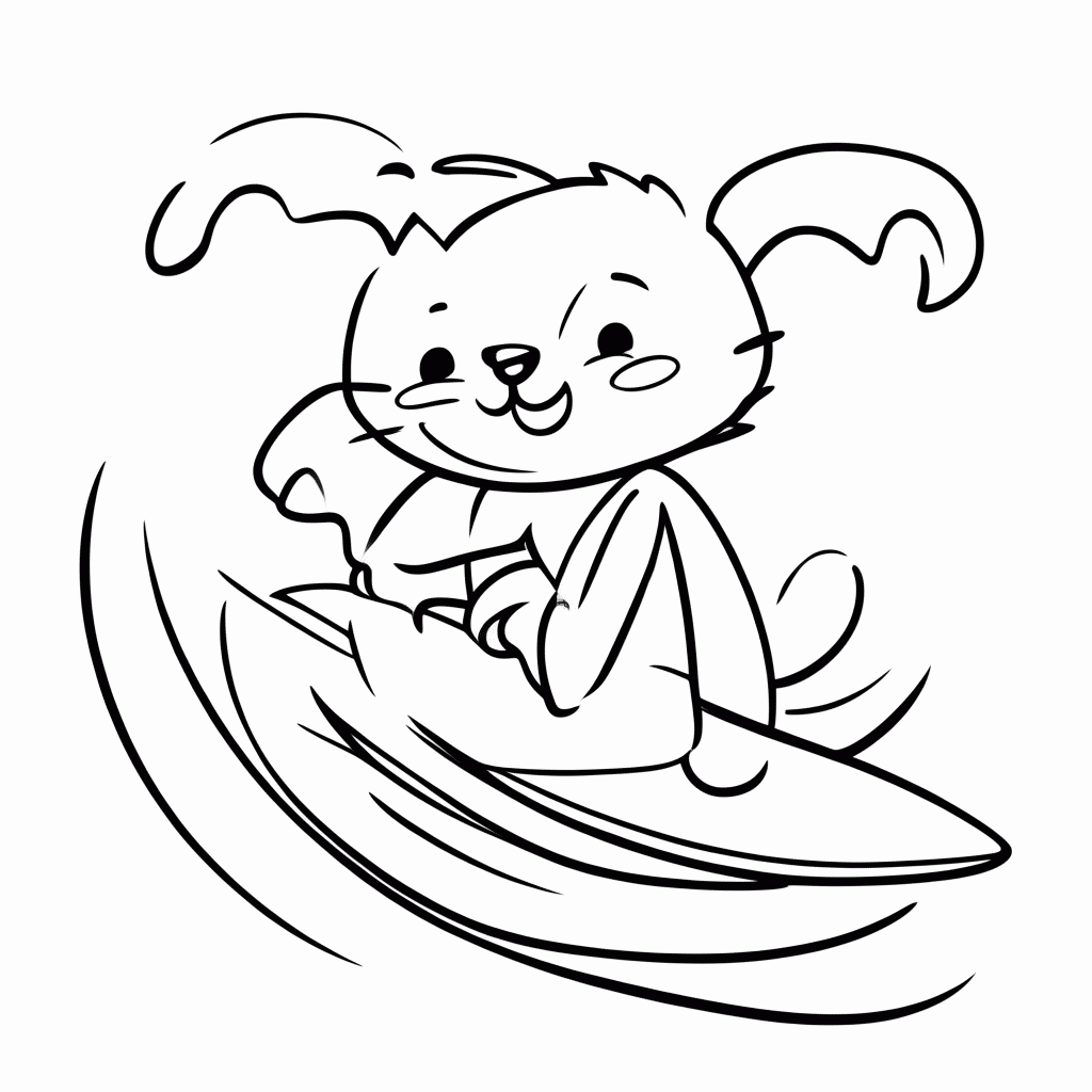 Desenho de Gato Surfista para colorir e imprimir grátis em folha A4