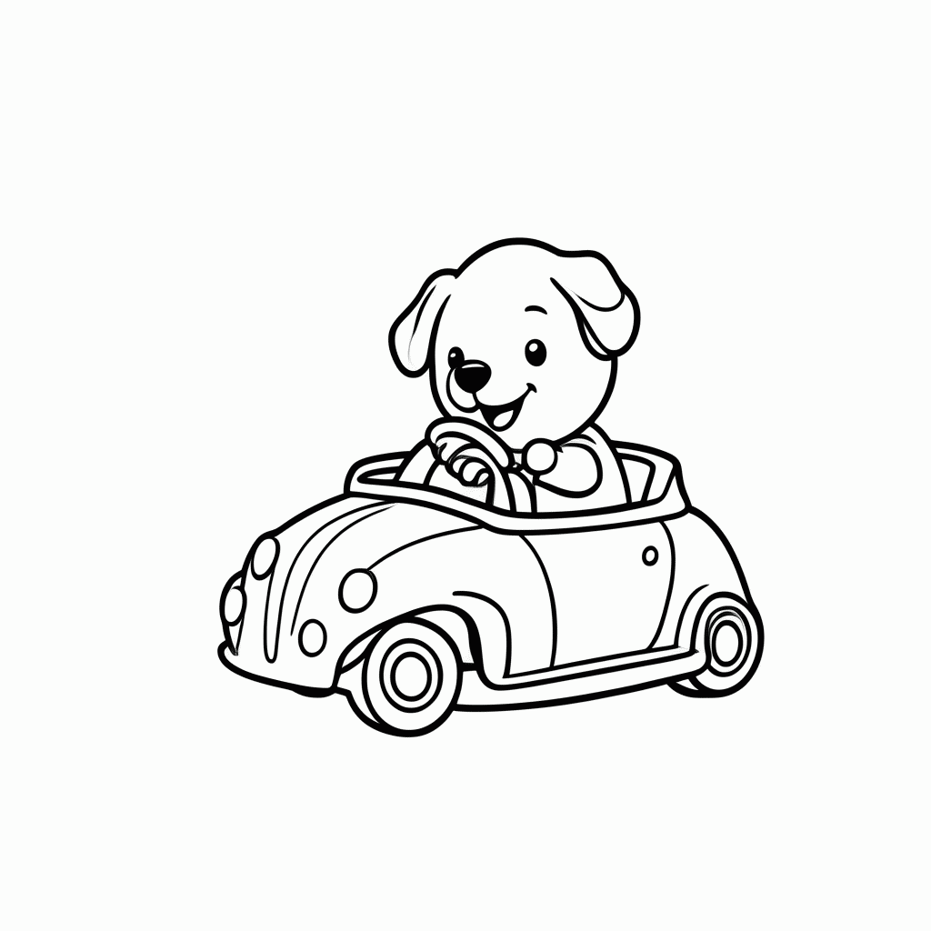 Desenho de Cachorro de Carro para colorir e imprimir grátis em folha A4