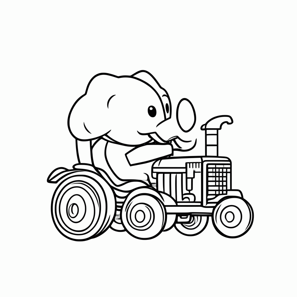 Desenho de Elefante de Trator para colorir e imprimir grátis em folha A4