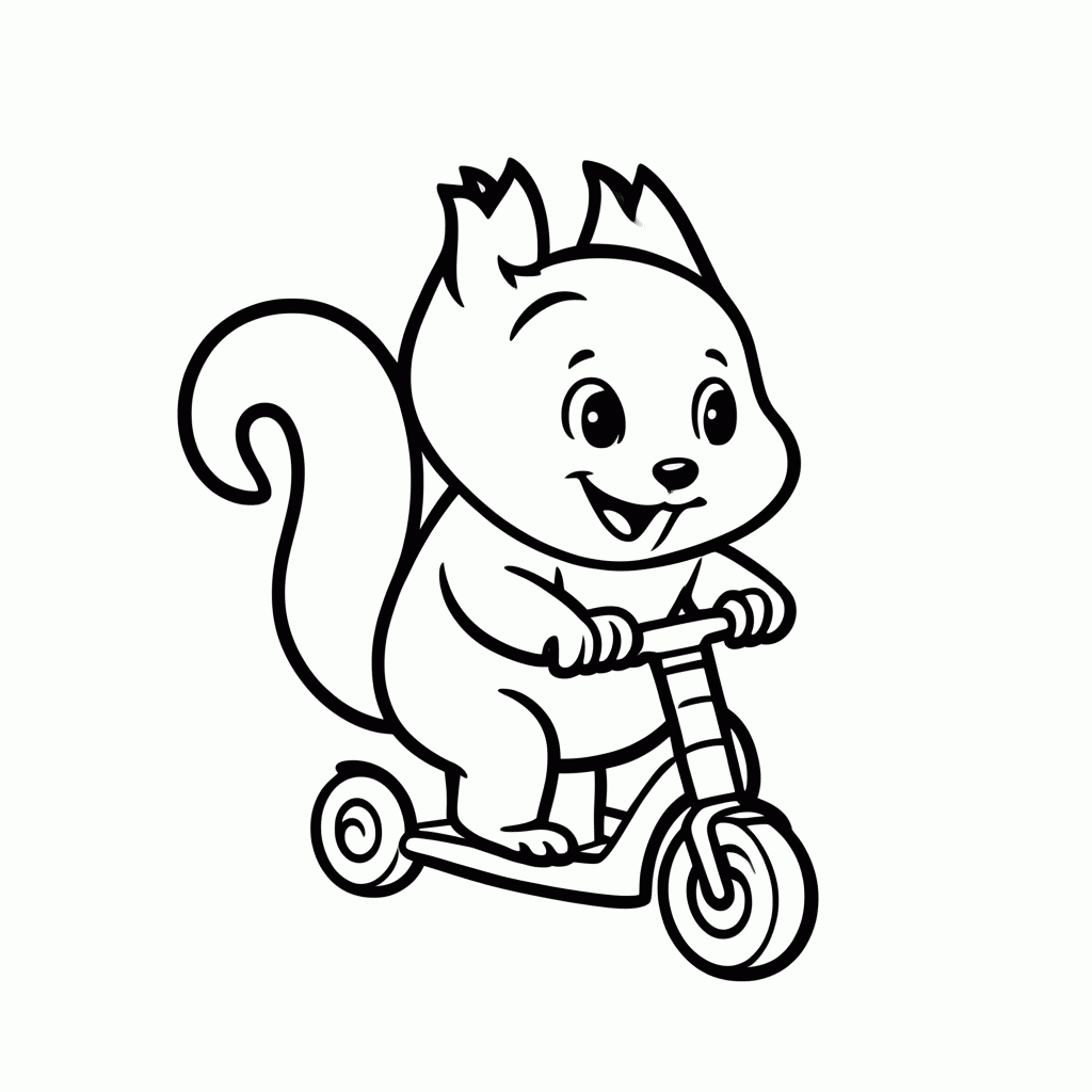 Desenho de Esquilo de Patinete para colorir e imprimir grátis em folha A4