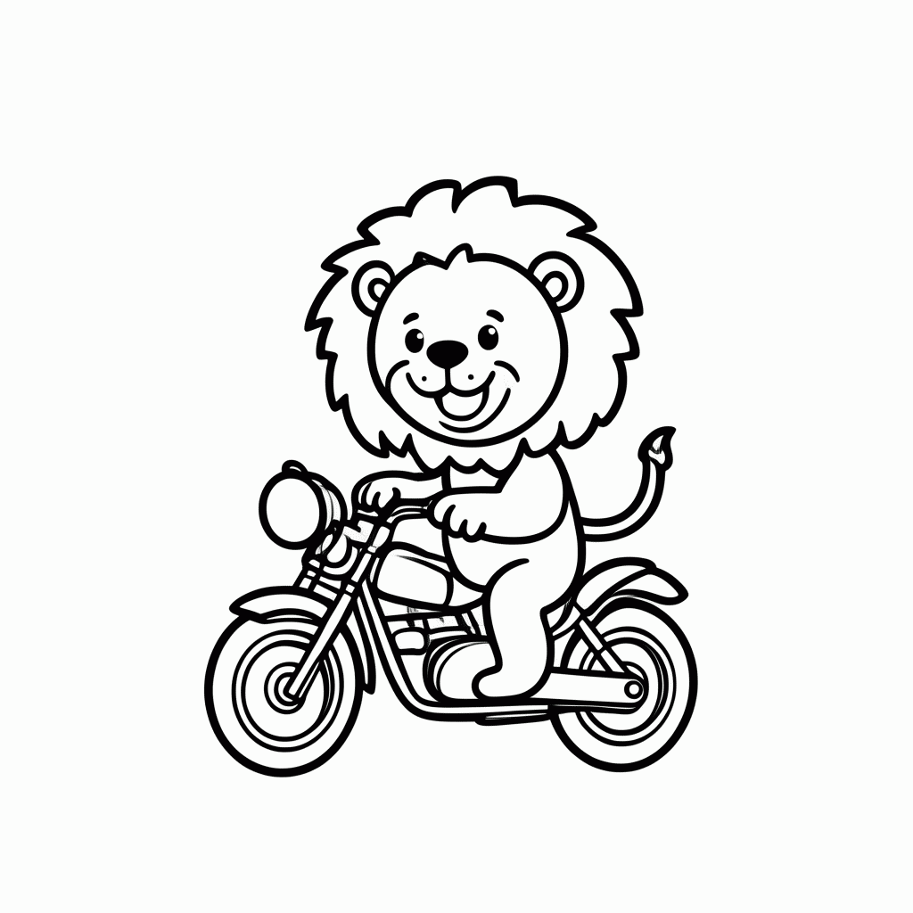 Desenho de Leão de Moto para colorir e imprimir grátis em folha A4