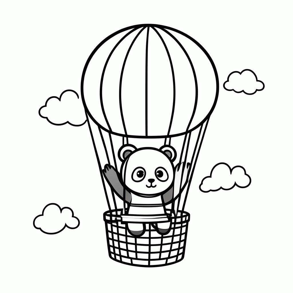 Desenho de Panda de Balão para colorir e imprimir grátis em folha A4