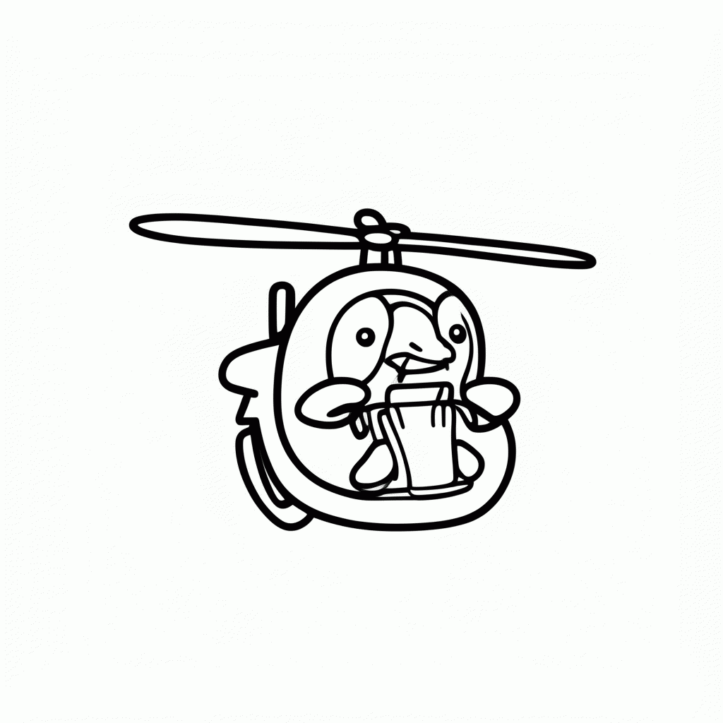 Desenho de Pinguim de Helicóptero para colorir e imprimir grátis em folha A4