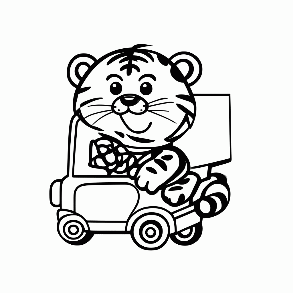 Desenho de Tigre de Caminhão para colorir e imprimir grátis em folha A4