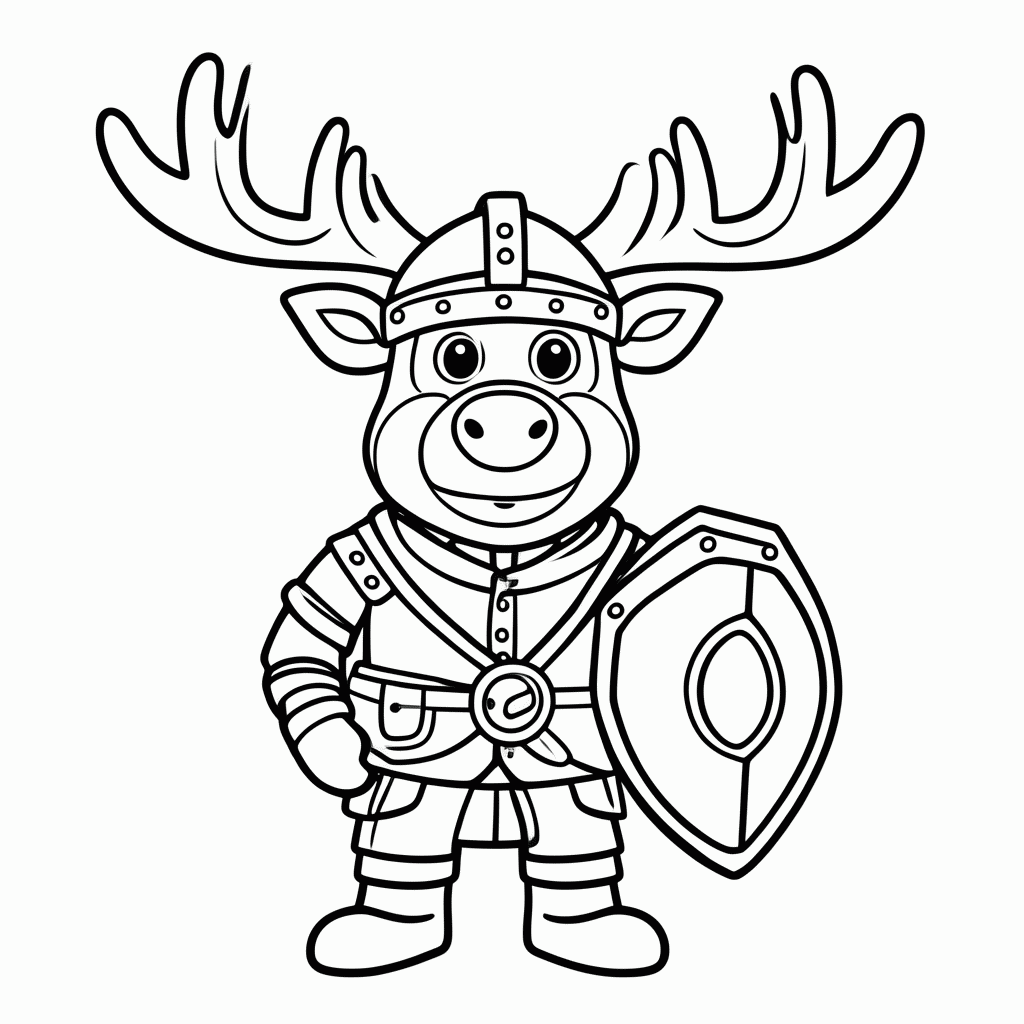 Desenho de Alce Viking para colorir e imprimir grátis em folha A4