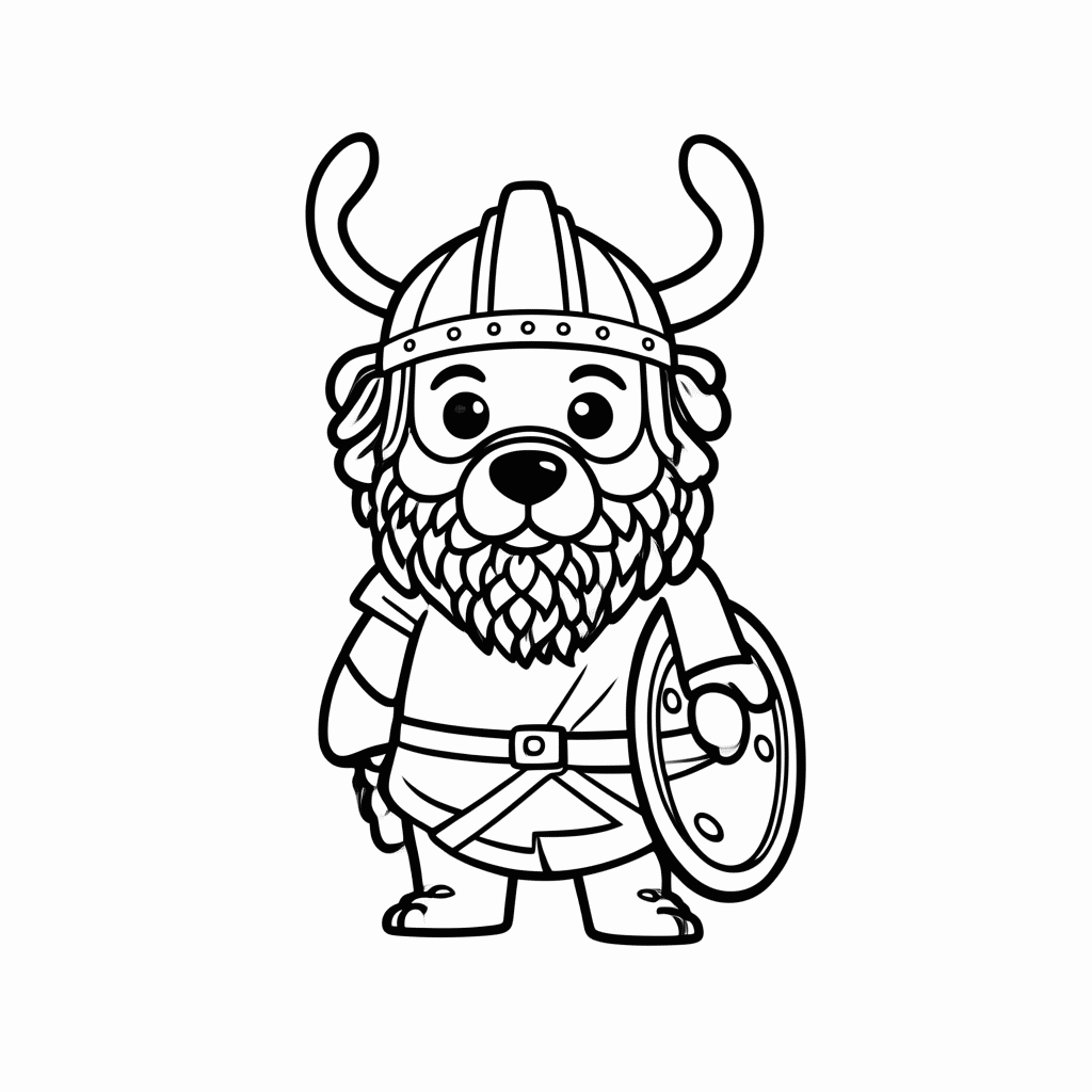 Desenho de Cachorro Viking para colorir e imprimir grátis em folha A4