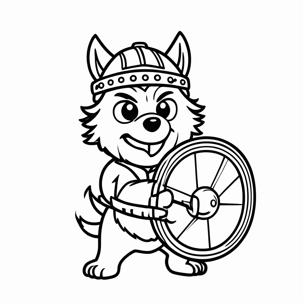 Desenho de Lobo Viking para colorir e imprimir grátis em folha A4