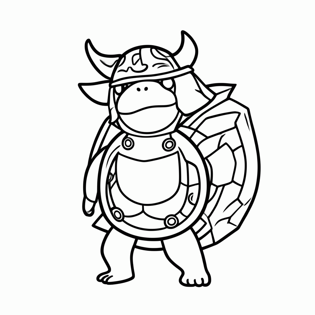 Desenho de Tartaruga Viking para colorir e imprimir grátis em folha A4