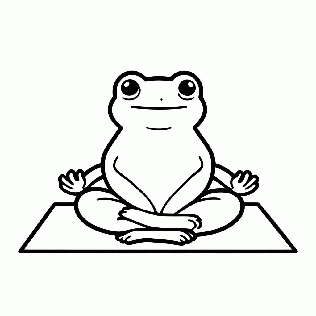 Desenho de Sapo no Yoga para colorir e imprimir grátis em folha A4