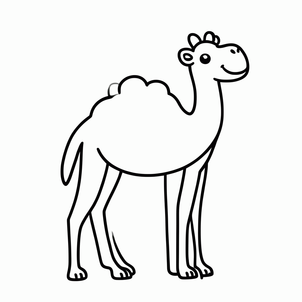Desenho de Camelo para colorir e imprimir grátis em folha A4